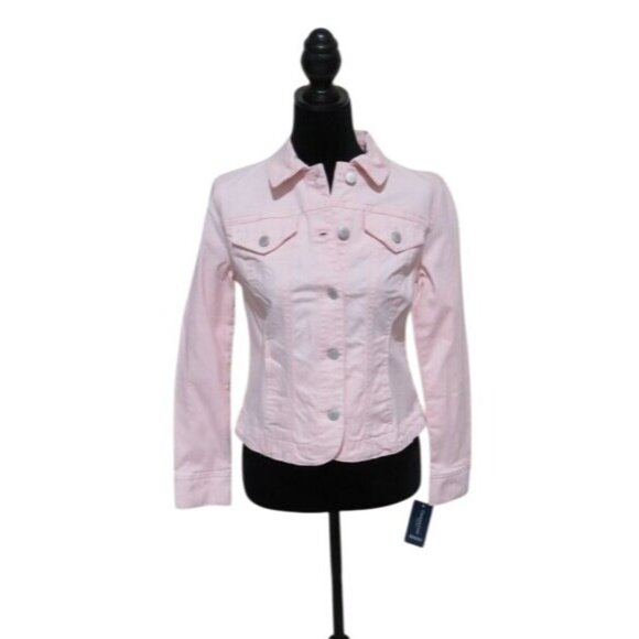 Charter Club light Pink Rose Blush Petite Small Jean Jacket brand NWT - Picture 1 of 8